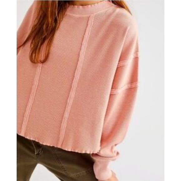 Free People We the Free Size Large Ellie Thermal Waffle Knit Top - Picture 1 of 7